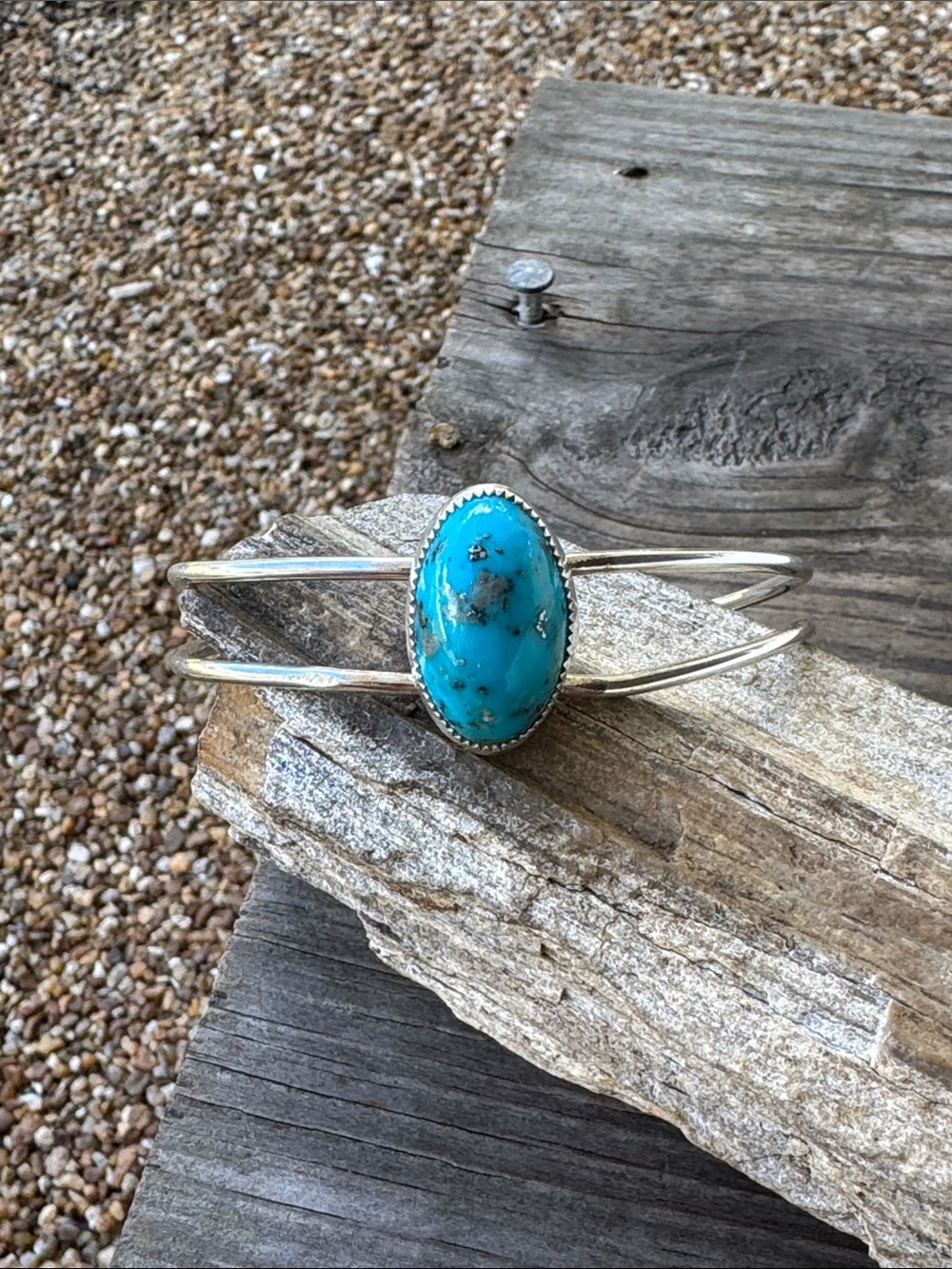 Southwest Sterling Silver Cuff Bracelet with Turquoise